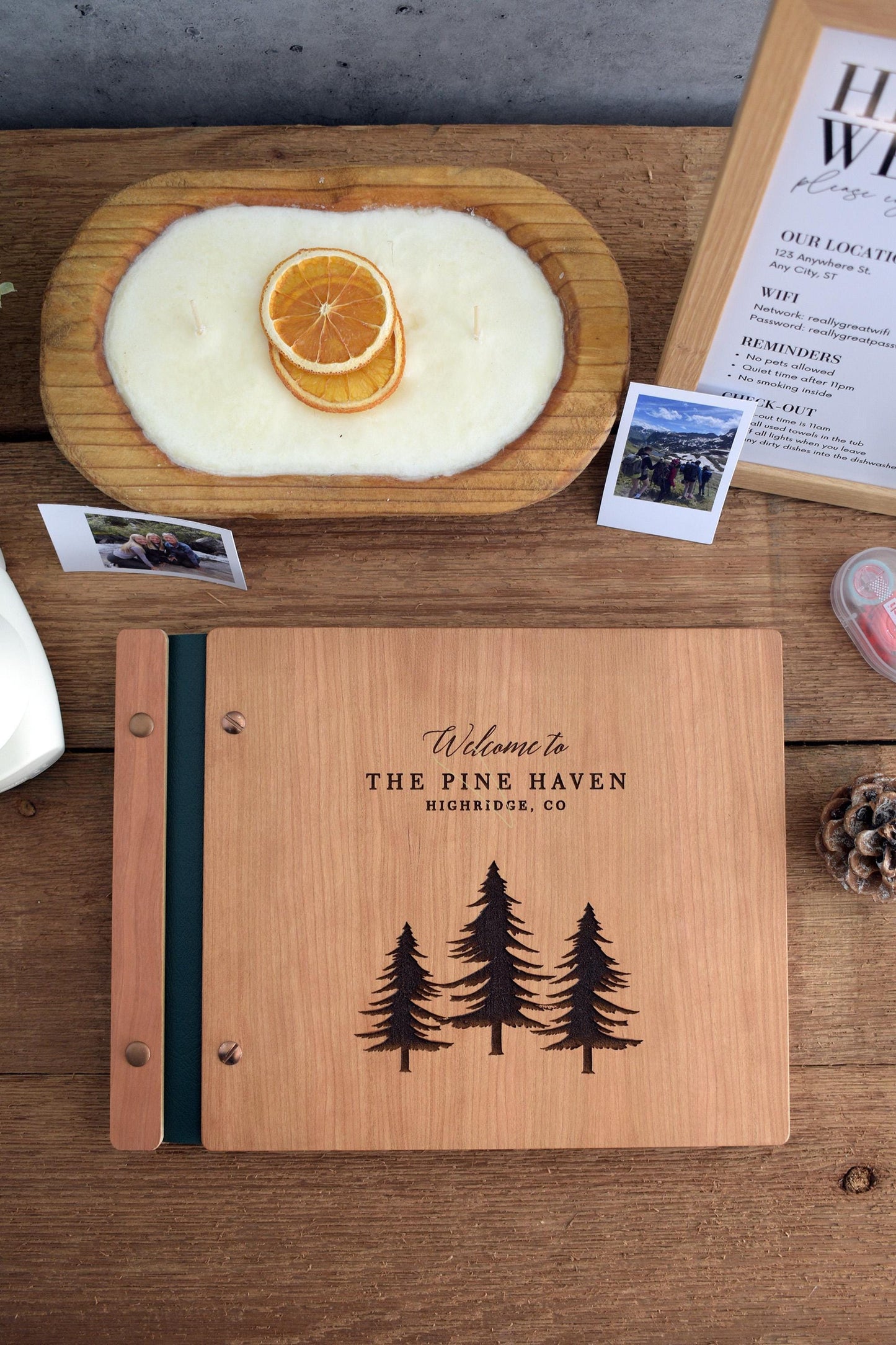 Pine Tree Airbnb Guest Book, Airbnb Welcome Book for Cabin Lodge & Vacation Rental Home Guest book, New House Guest Book, Housewarming Gift
