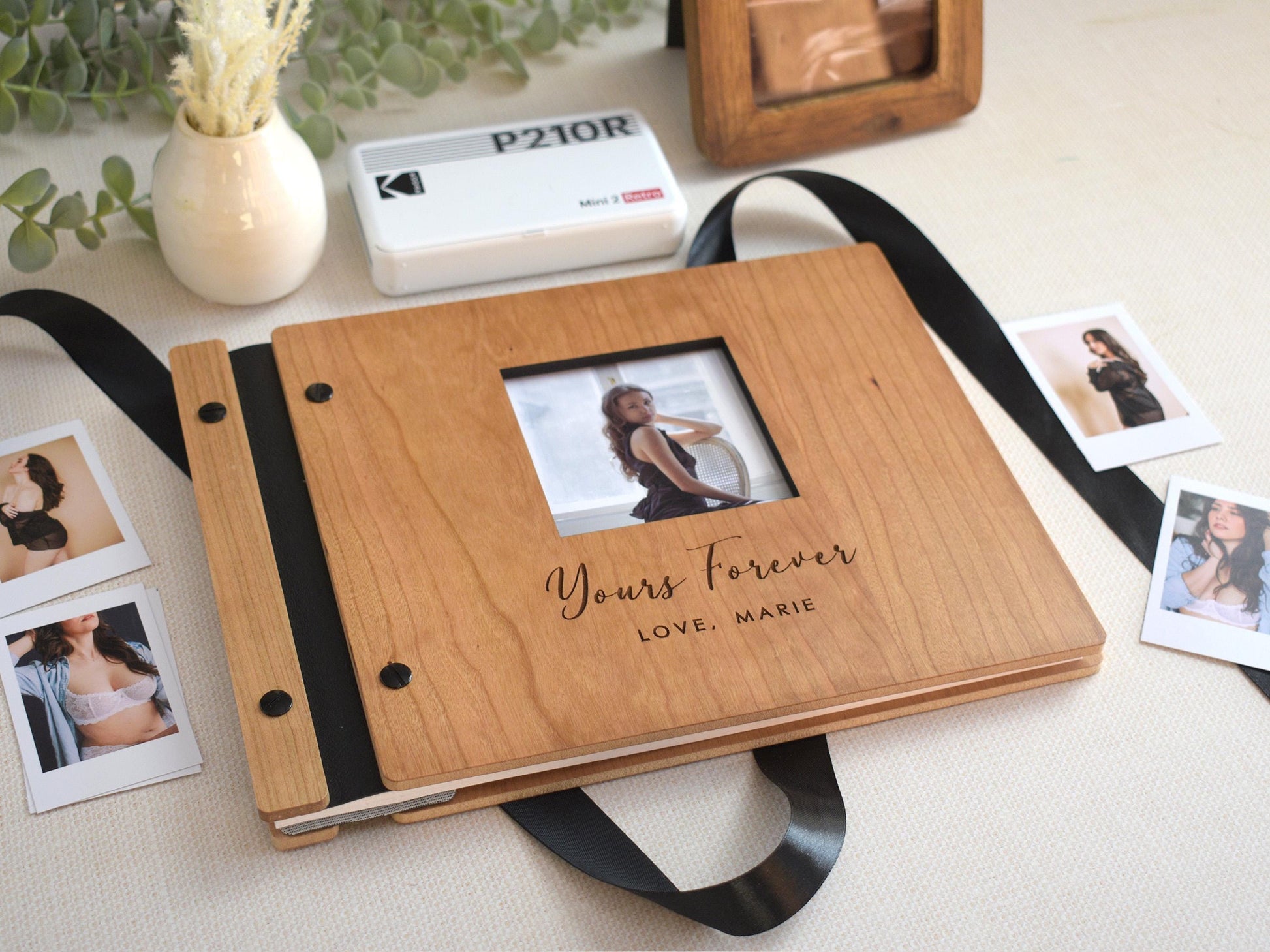 Wooden Boudoir Photo Album, Custom Boudoir Photo Book, Valentines Day Gift for him, Anniversary Gift for Boyfriend, Romantic Couples Gift