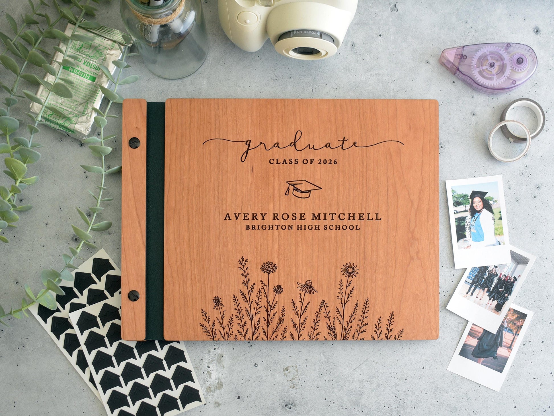 Wildflower Graduation Guest Book, Personalized Class of 2026 Graduation Memory Book, Graduation Party Decor, Graduation Gift