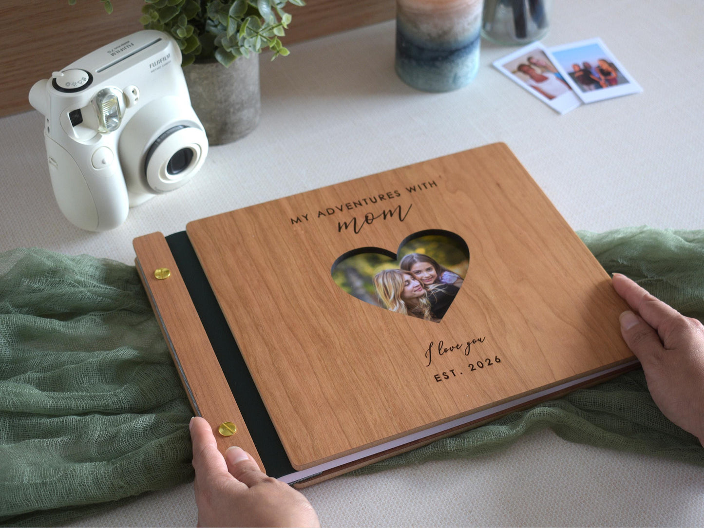 My Adventures with Mom Scrapbook, Personalized First Mother’s Day Gift, Wooden Adventure Book, New Mom Gift, Family Memory Book