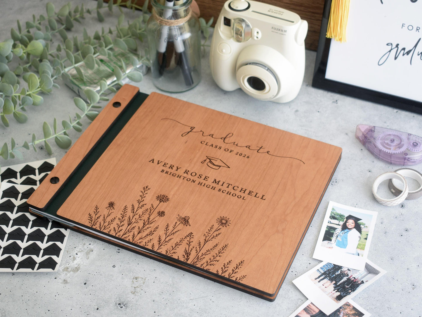 Wildflower Graduation Guest Book, Personalized Class of 2026 Graduation Memory Book