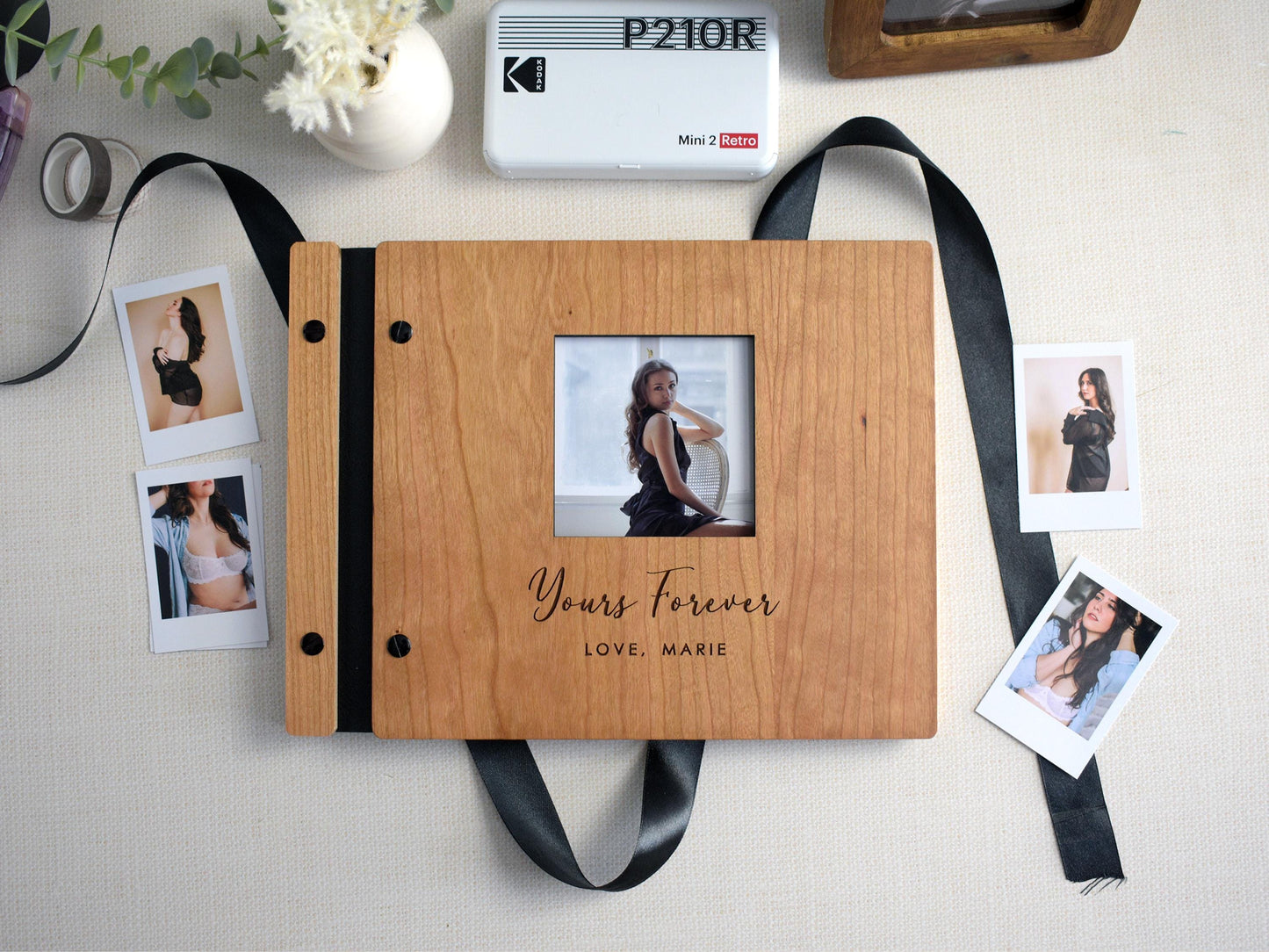 Wooden Boudoir Photo Album, Custom Boudoir Photo Book, Valentines Day Gift for him, Anniversary Gift for Boyfriend, Romantic Couples Gift