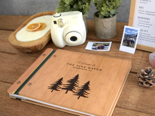 Pine Tree Airbnb Guest Book, Airbnb Welcome Book for Cabin Lodge & Vacation Rental Home Guest book, New House Guest Book, Housewarming Gift