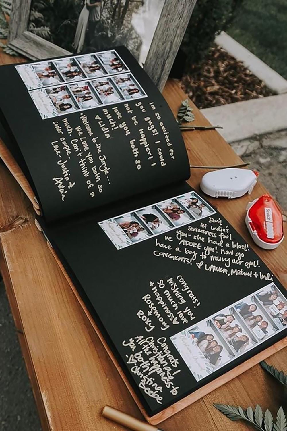 Custom Wooden Engraved Wedding Guest Book, Polaroid Wedding Album