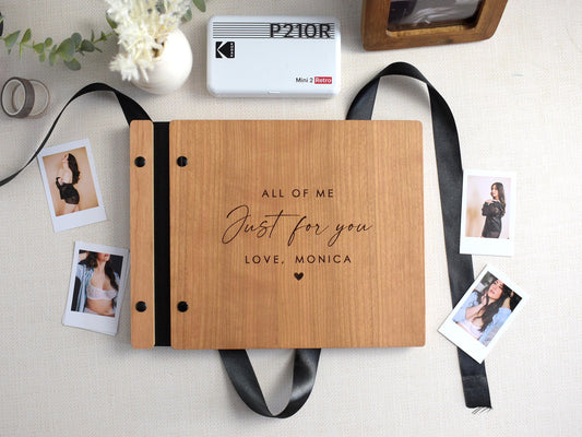 Personalized Boudoir Photo Album, Romantic Valentines Gift for Boyfriend, Wedding Gift for Husband, Wooden Boudoir Photo Book