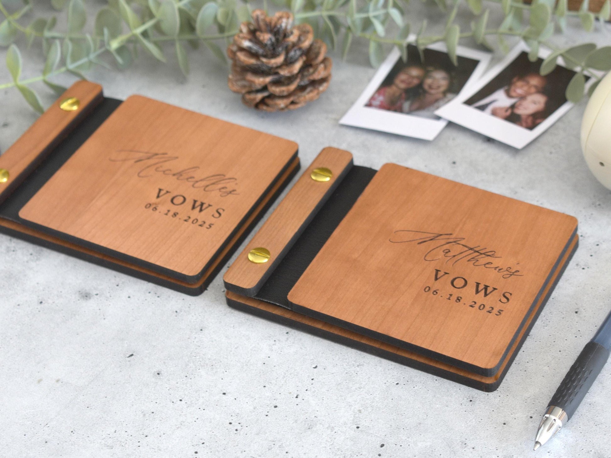 Wooden Wedding Vow Books, Wedding Gift, Personalized Vow Booklets for Bride and Groom, Engagement Gift, Couples Vow Renewal,  Wedding Vow Books, Custom Vow Books, Her Vow Book, His Vow Book, wedding gift, vow books, vow books wedding, vow book, vow books set of 2, his hers vow books, couples gift, vow renewal, vow booklets