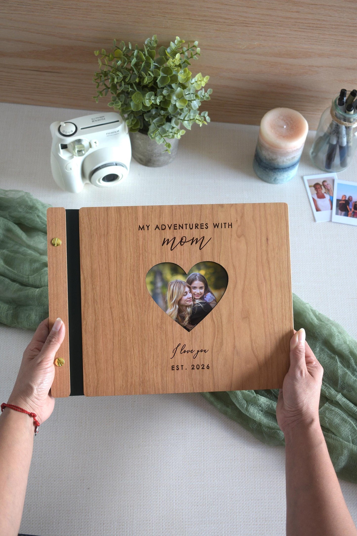 My Adventures with Mom Scrapbook, Personalized First Mother’s Day Gift, Wooden Adventure Book, New Mom Gift, Family Memory Book