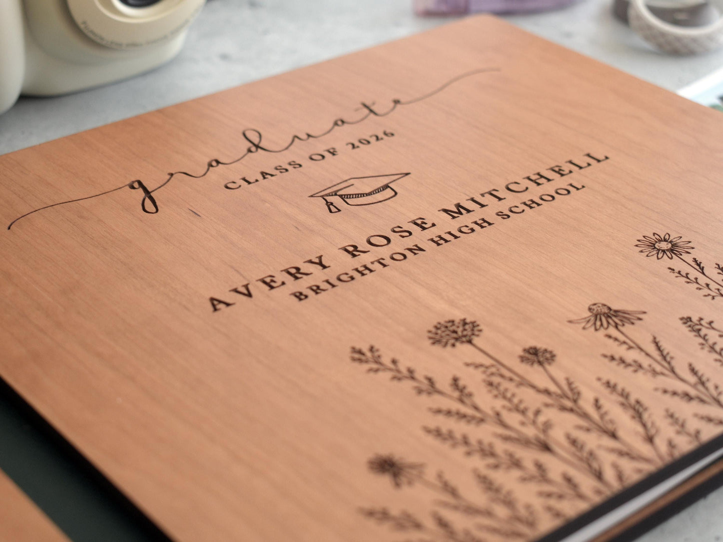 Wildflower Graduation Guest Book, Personalized Class of 2026 Graduation Memory Book
