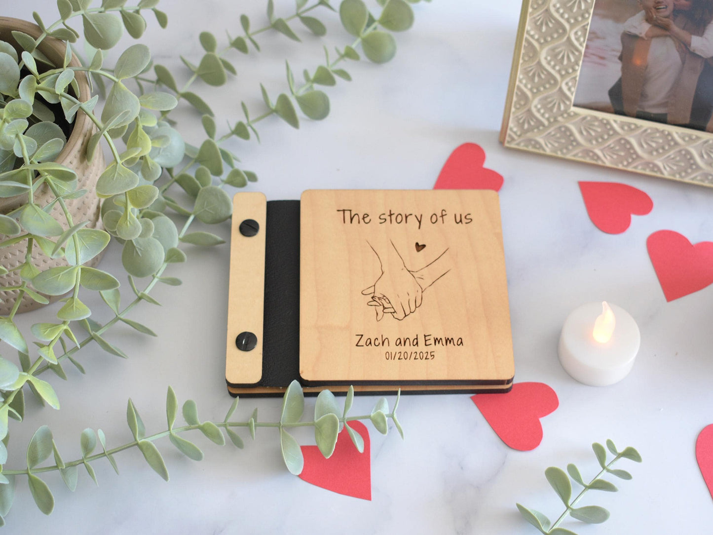 Scrapbook Valentines Gift for him, Personalized Photo Album Anniversary Gift for her, Couples gift, Gifts for Boyfriend, Gift for Husband