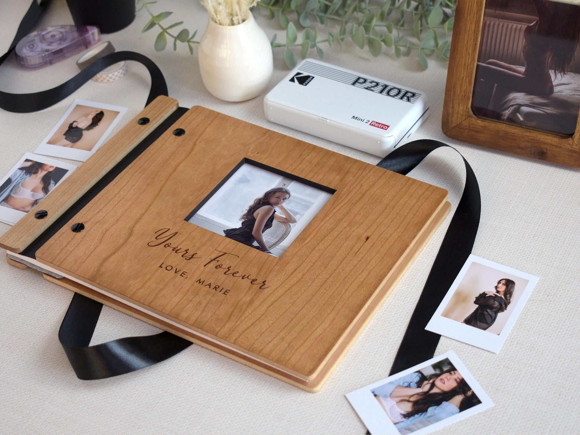 Wooden Boudoir Photo Album, Custom Boudoir Photo Book, Valentines Day Gift for him, Anniversary Gift for Boyfriend, Romantic Couples Gift