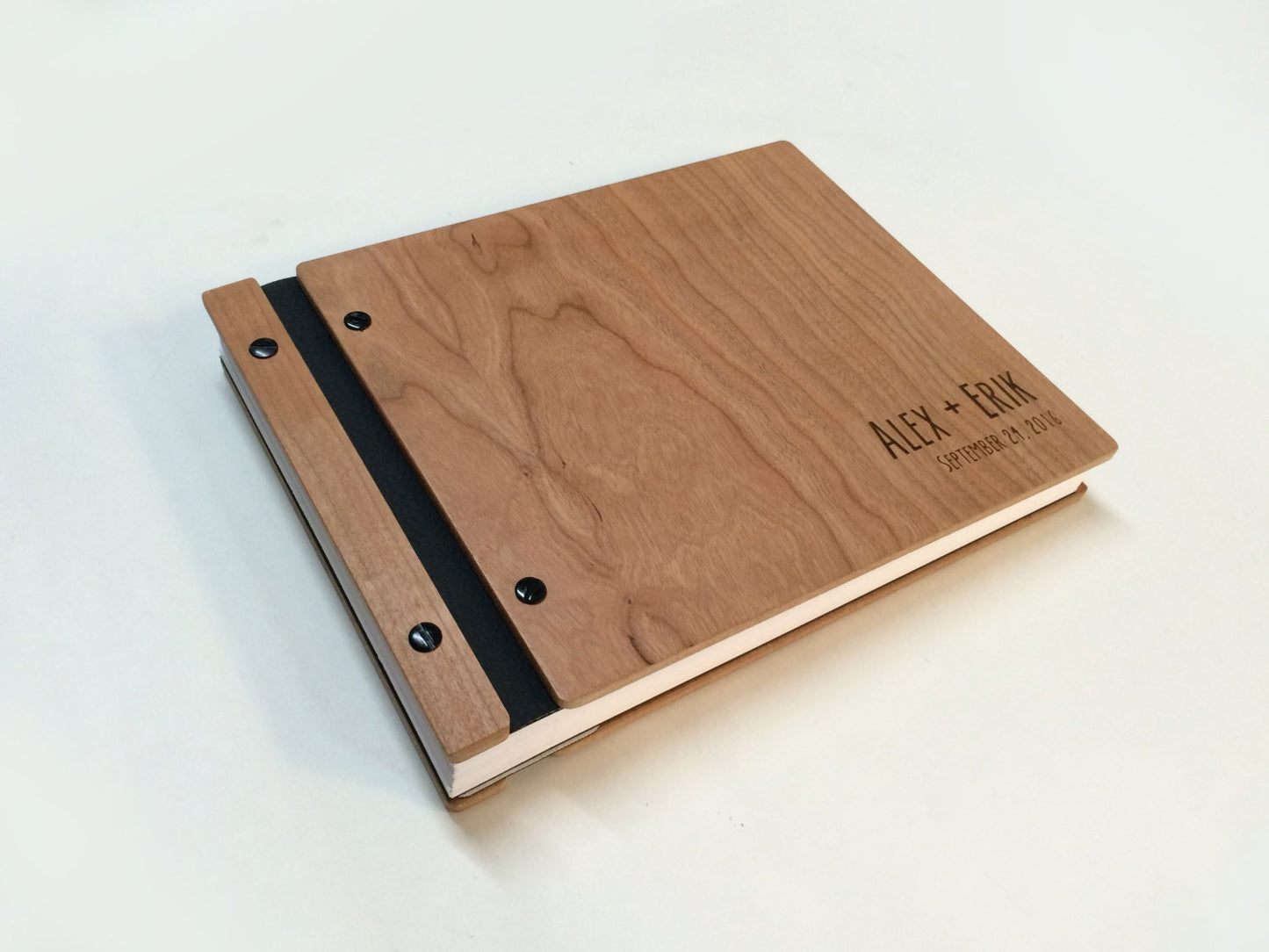 Rustic Wooden Wedding Guest Book - Modern Custom Guestbook