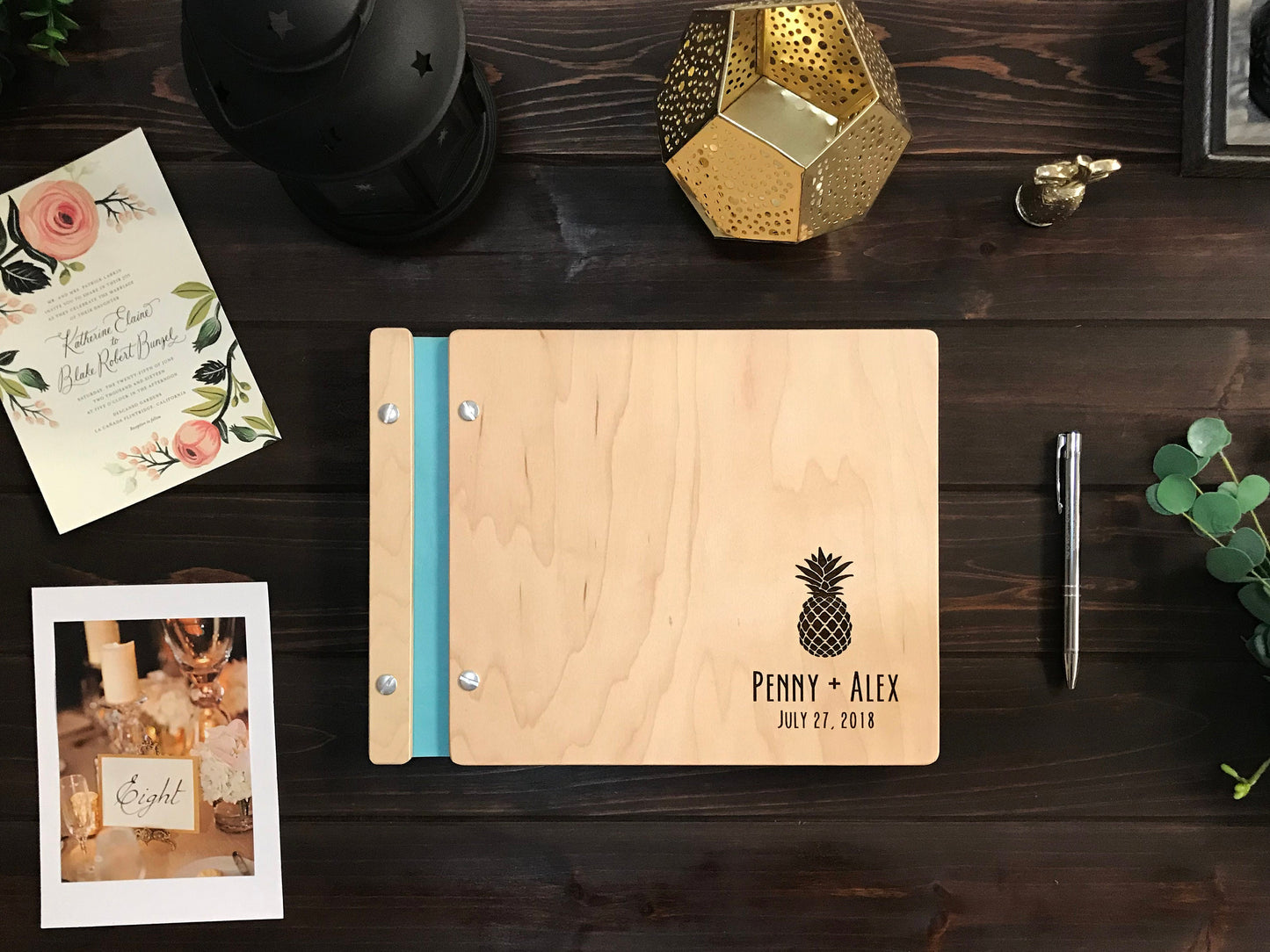 Pineapple/Tropical Wedding Guestbook, Hawaiian Sign-in Book for wedding