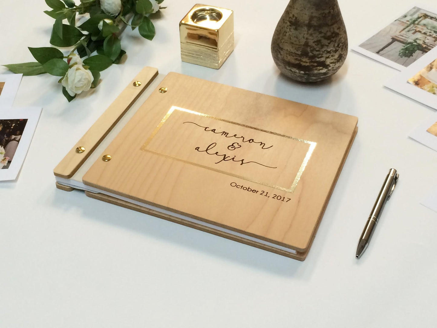 Gold Wedding Guest Book, Anniversary Gift Engagement Gift