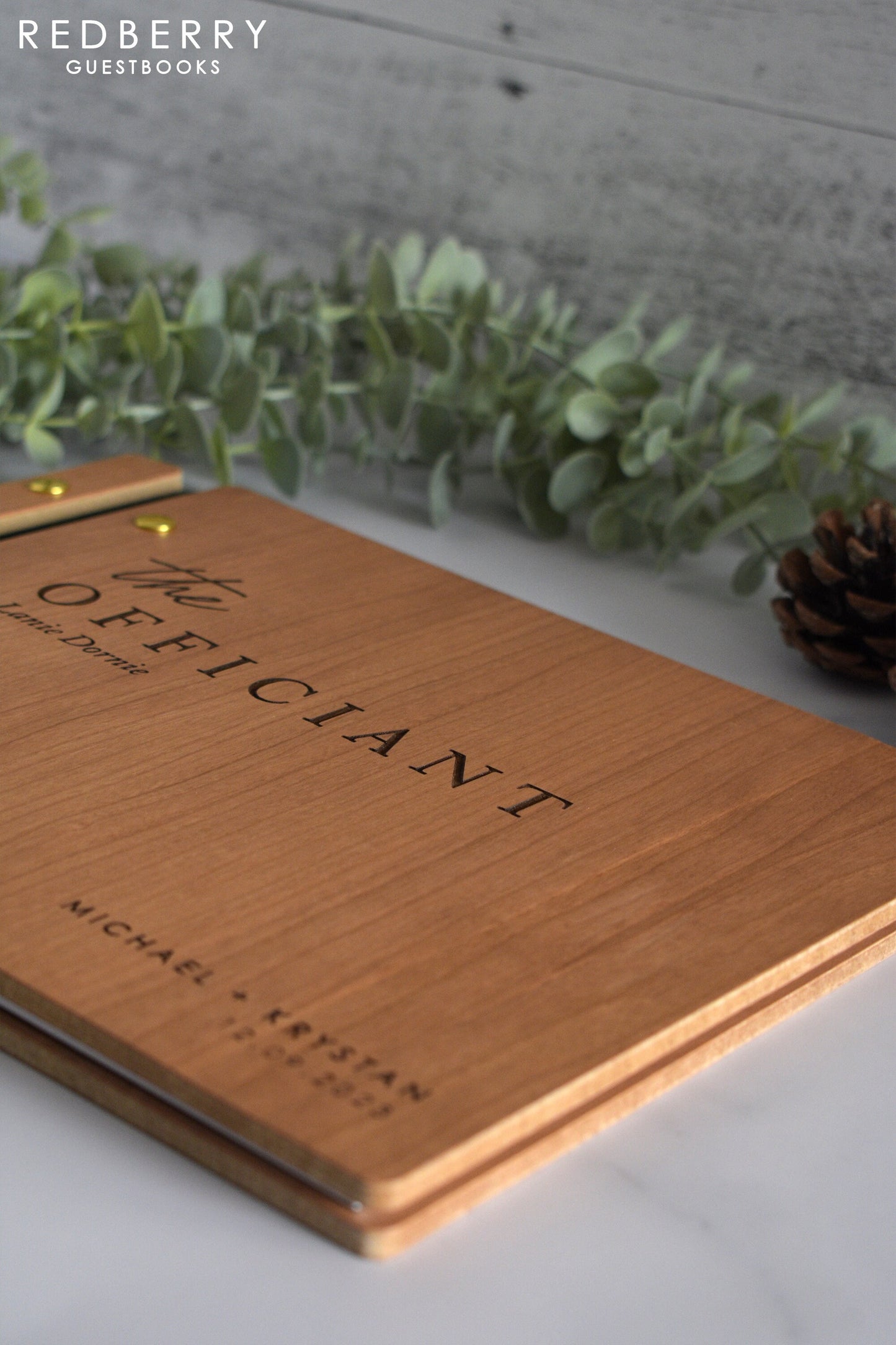 Wedding Ceremony Wooden Officiant Book