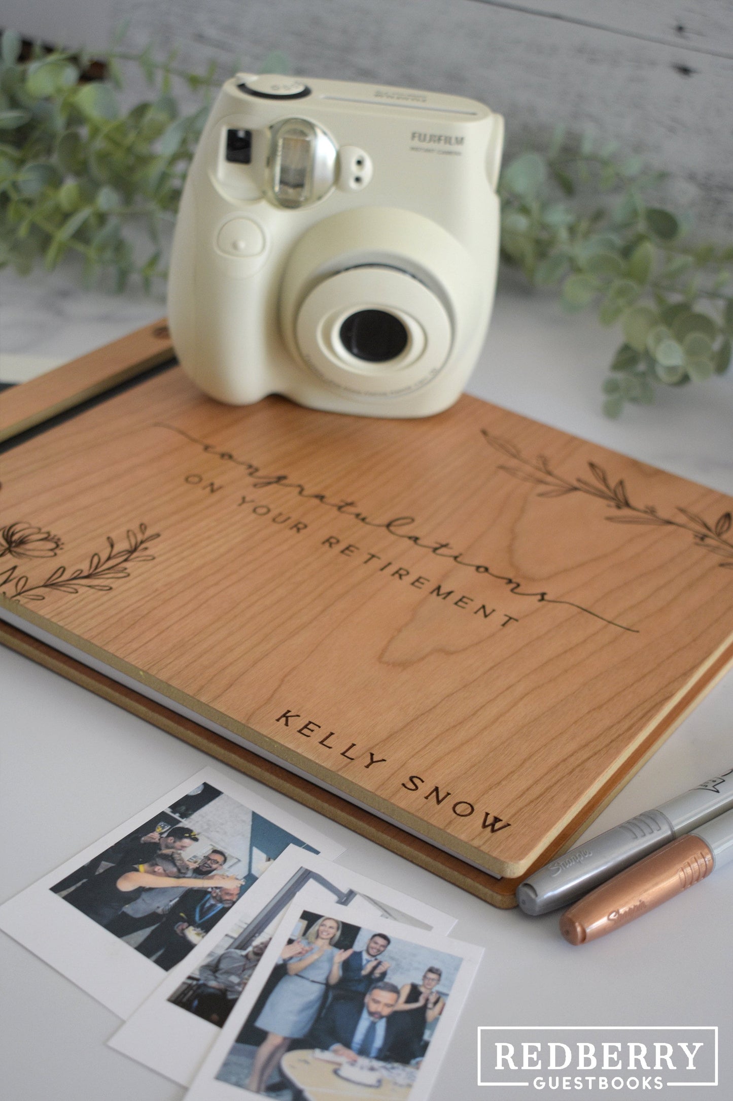 Flower Design Personalized Retirement Guest Book Gift