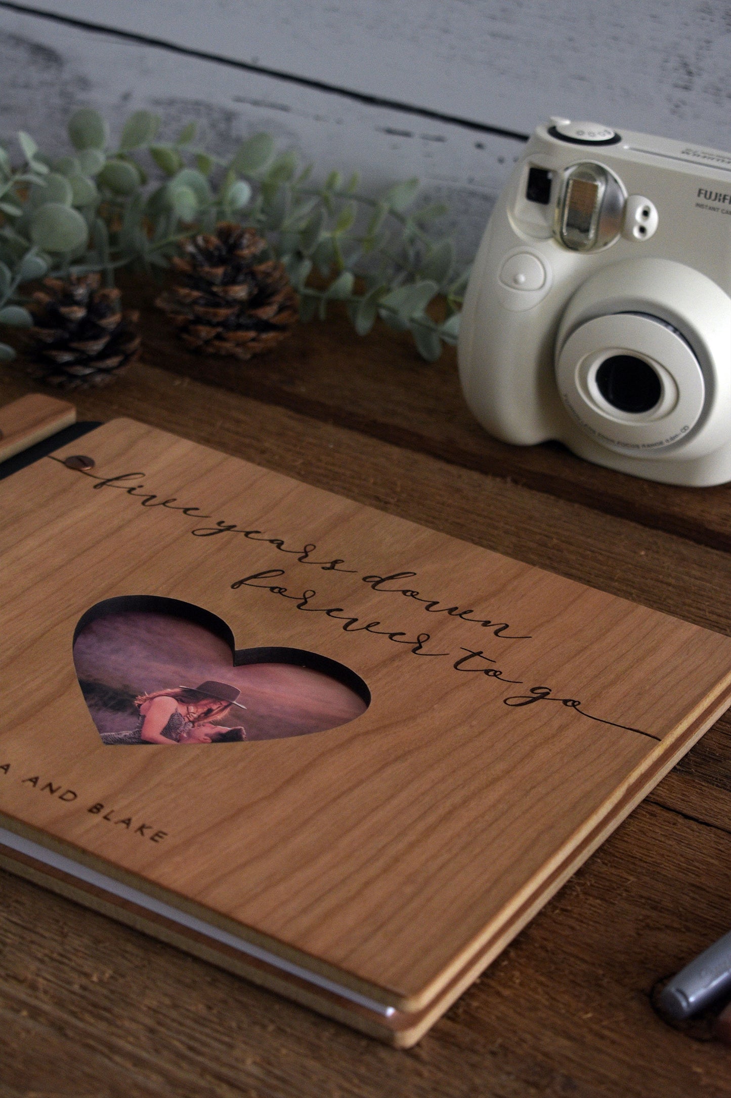 5th Anniversary  Wooden Scrapbook, Anniversary gift idea, journal