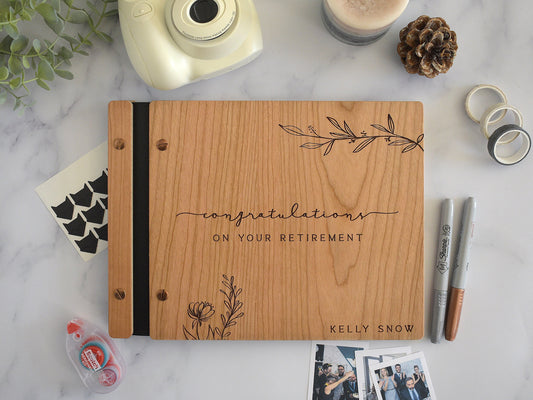 Flower Design Personalized Retirement Guest Book Gift