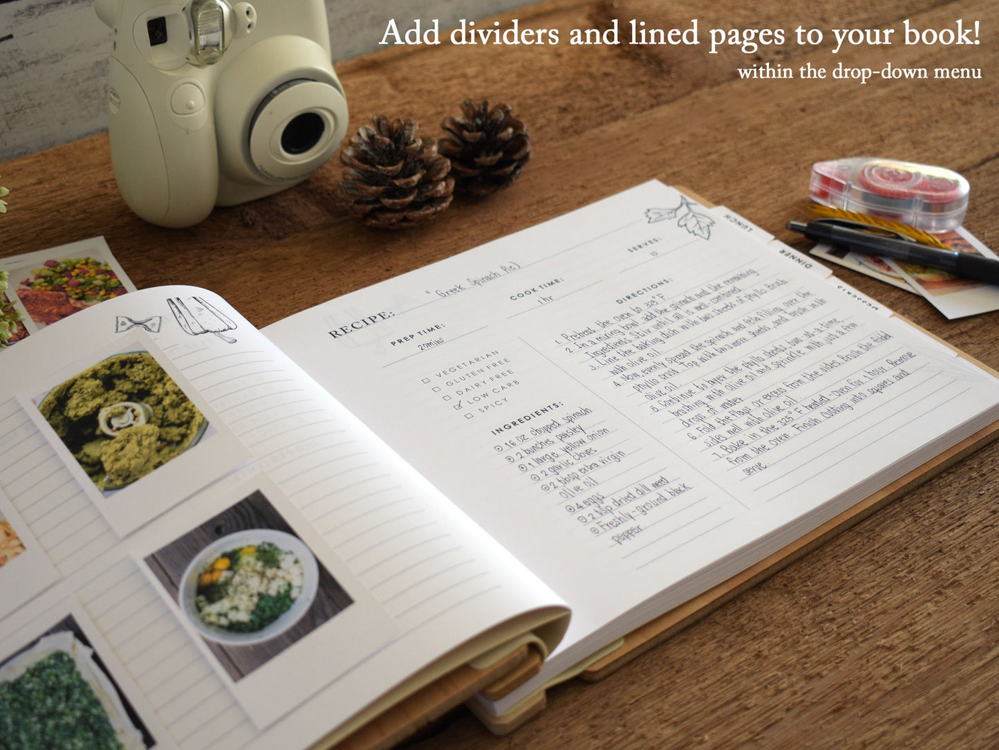 Flower Recipe Book Binder Gift for Mom Family Cook Book