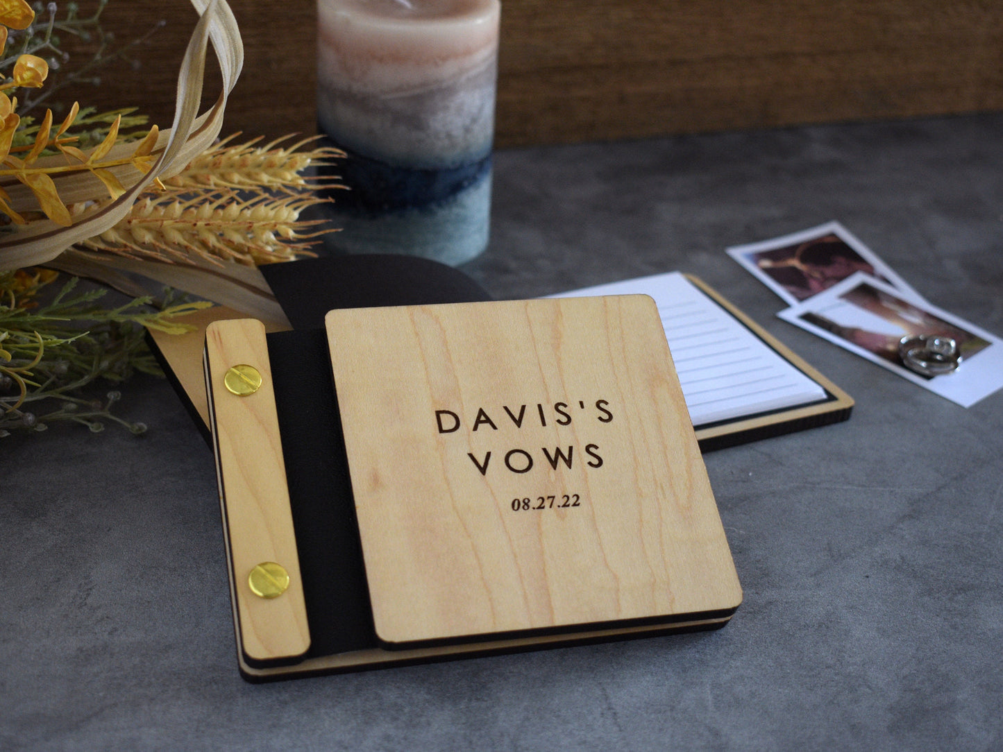 Elegant Wooden Wedding Vow Books for Groom and Bride