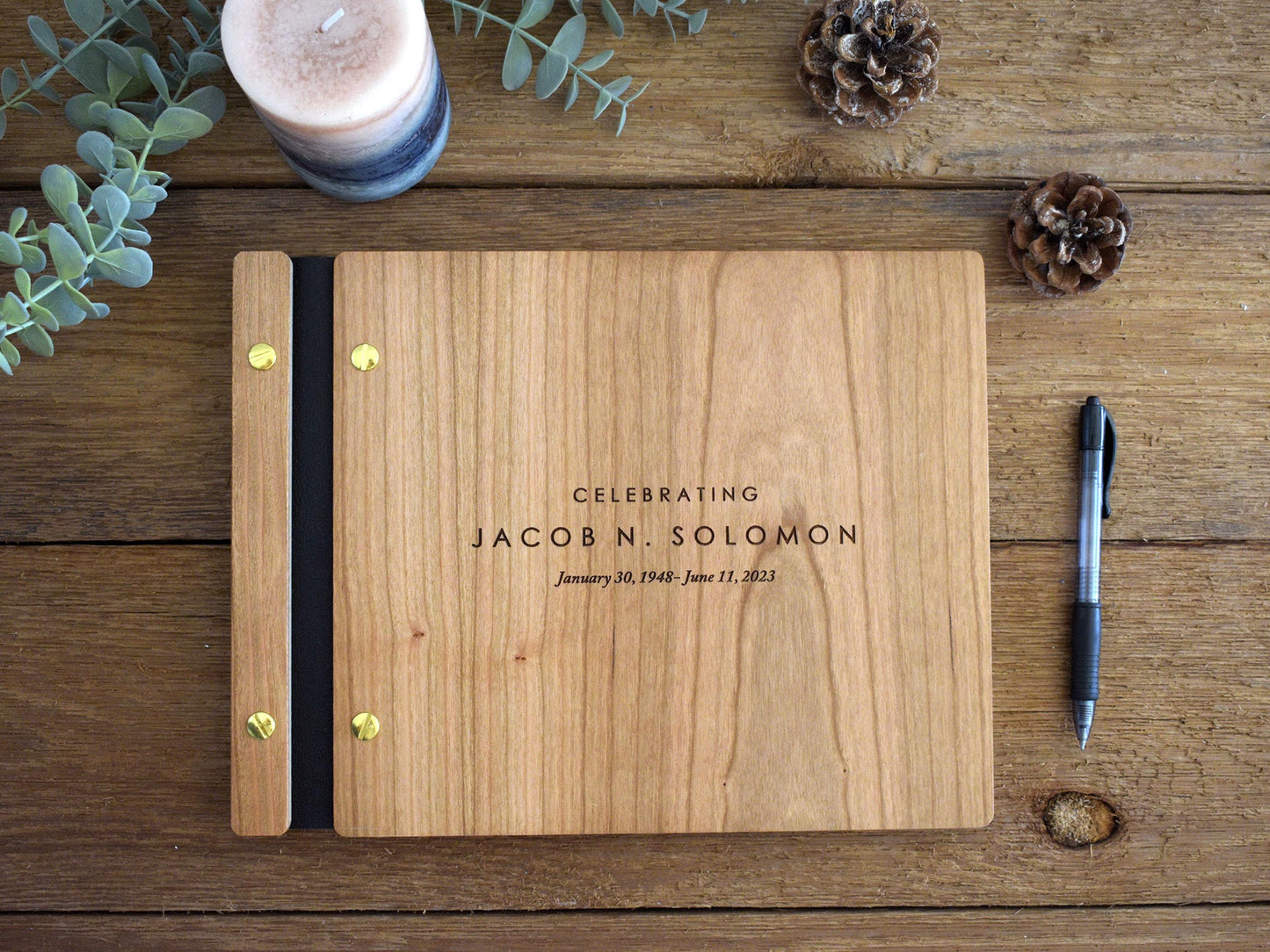 Funeral Guest Book for Memorial Service - in Loving Memory Guest Book Celebration of Life Guest Book wooden elegant Hardcover Guest Sign in Book for Funeral Service