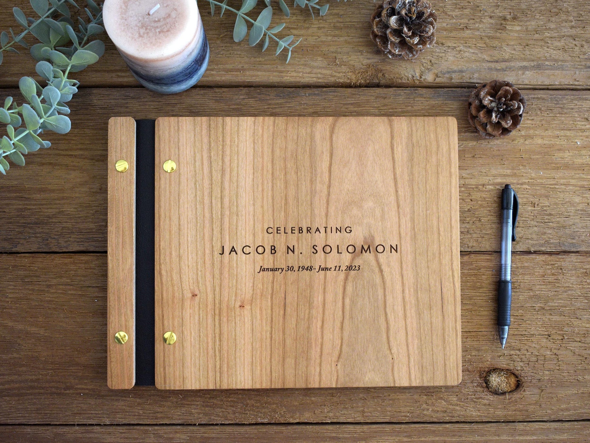 Funeral Guest Book for Memorial Service - in Loving Memory Guest Book Celebration of Life Guest Book wooden elegant Hardcover Guest Sign in Book for Funeral Service