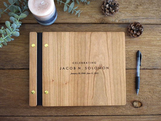 Funeral Guest Book for Memorial Service - in Loving Memory Guest Book Celebration of Life Guest Book wooden elegant Hardcover Guest Sign in Book for Funeral Service