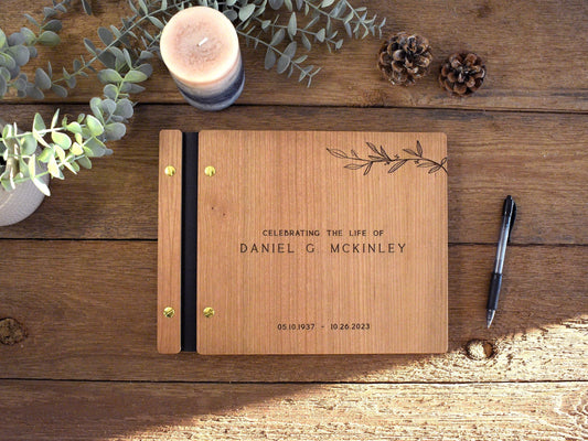Funeral Guest Book for Memorial Service - in Loving Memory Guest Book Celebration of Life Guest Book wooden elegant Hardcover Guest Sign in Book for Funeral Service