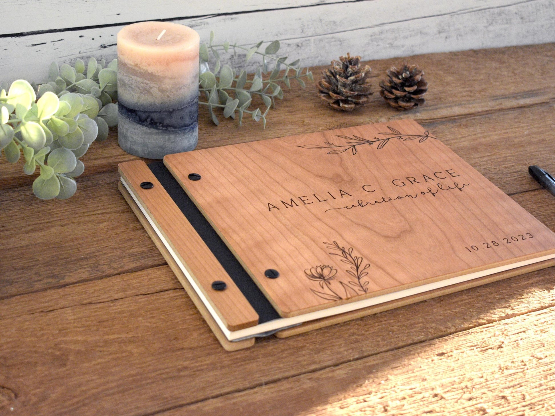 Funeral Guest Book for Memorial Service - in Loving Memory Guest Book Celebration of Life Guest Book wooden elegant Hardcover Guest Sign in Book for Funeral Service