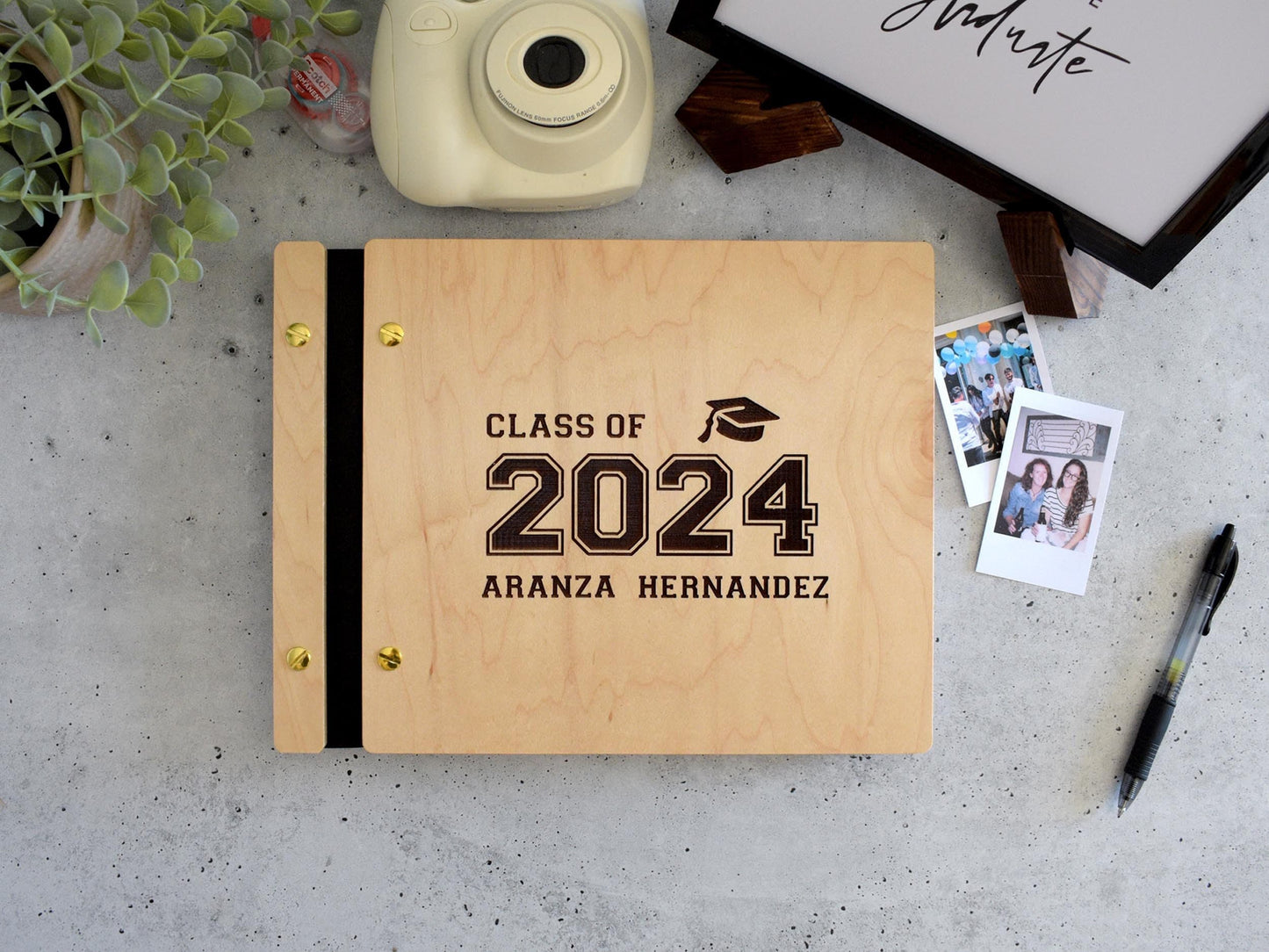 Graduation Guest Book, Graduation Gift, Gift for Her, Gift for Him, Class of 2024 black gold photo album
