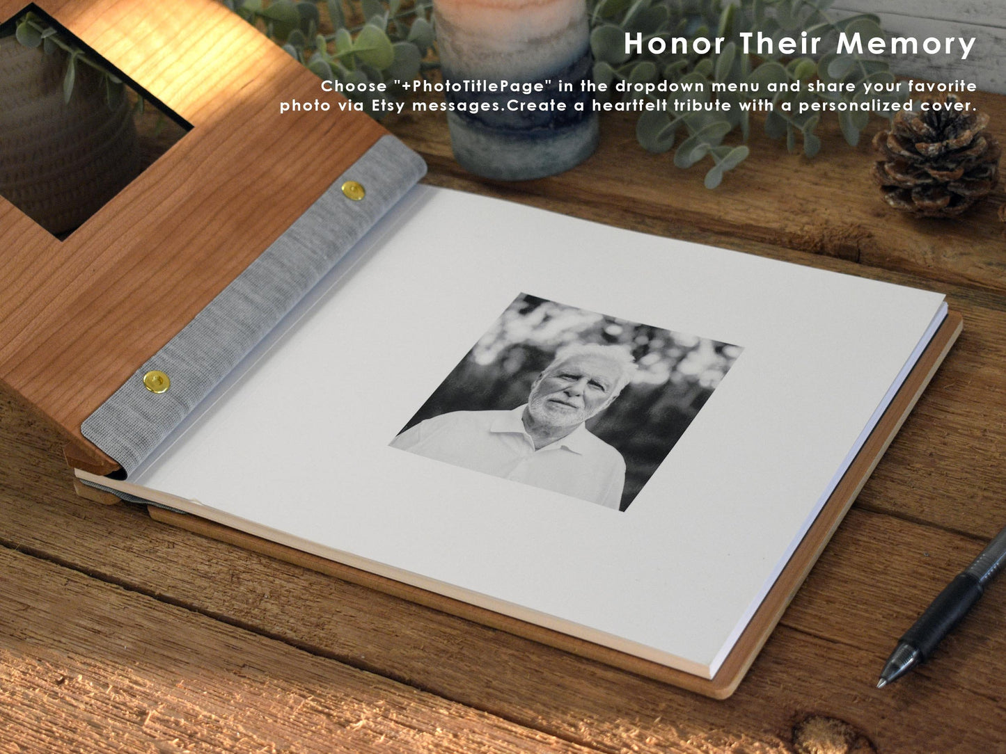 Square Cut Out Wooden Memorial Guest Book