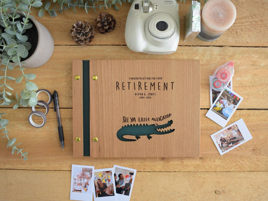 See ya later, alligator! Memory Book, Sign in Personalized Retirement Gift for Her, Congratulations on Your Retirement Wooden Album