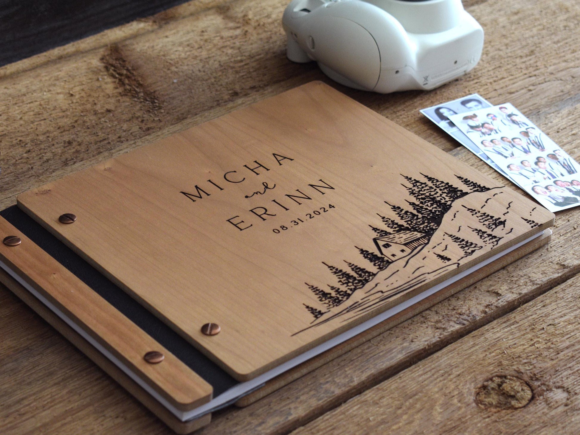 Elegant Scenic Mountain Wedding Guest Book – Personalized with Names and Date