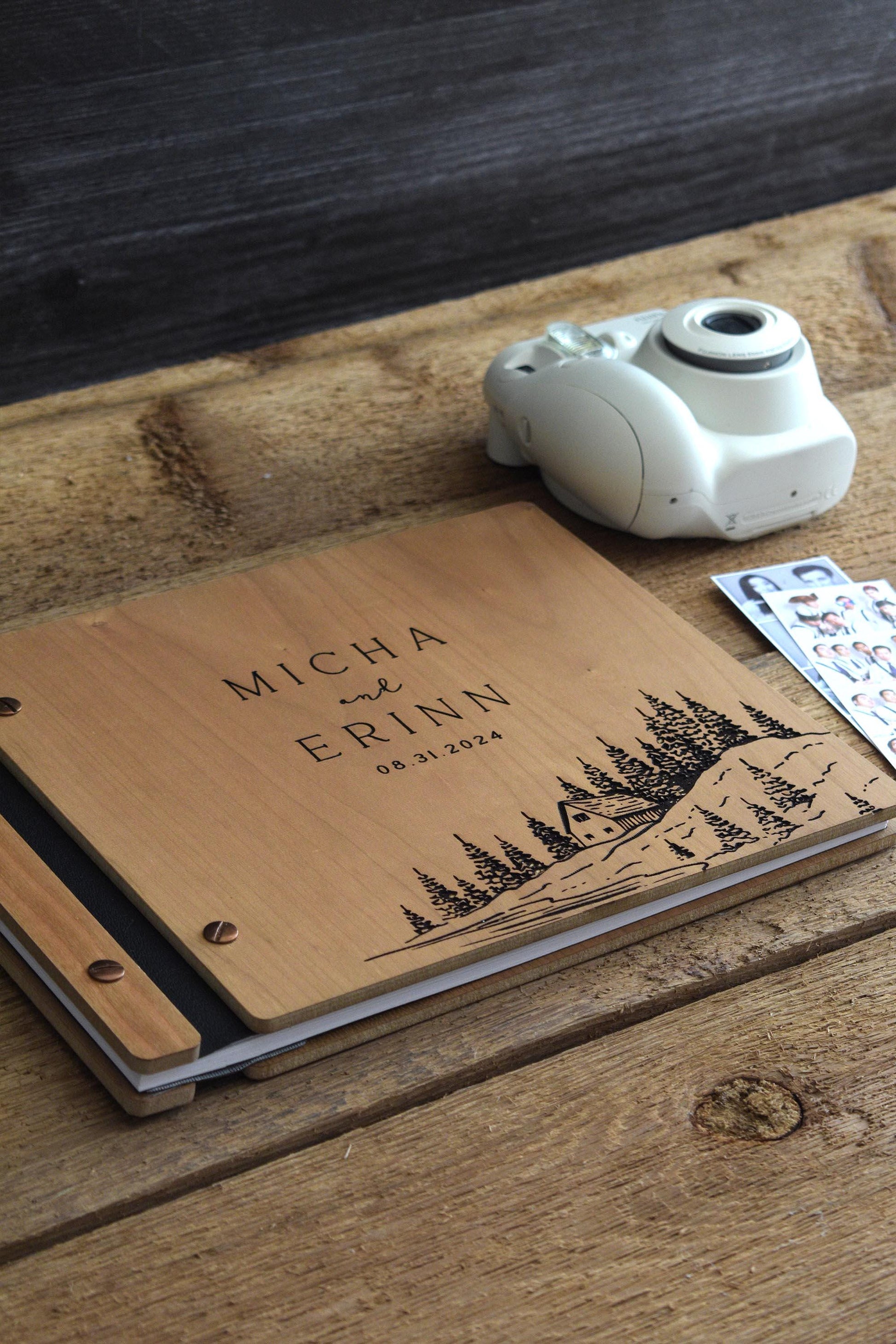 Elegant Scenic Mountain Wedding Guest Book – Personalized with Names and Date
