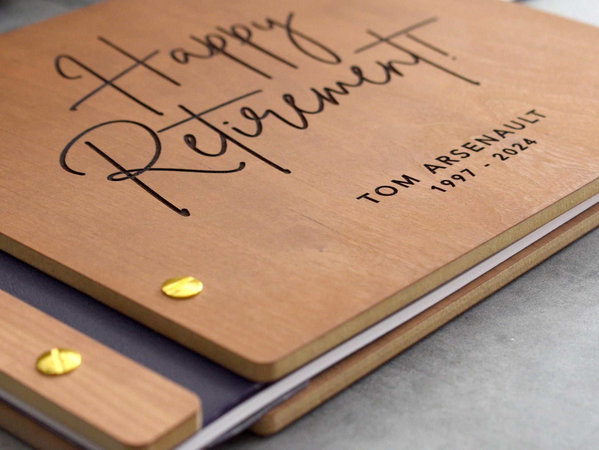Happy Retirement Memory Book, Personalized Retirement Gift for Him or Her, Wooden Album, Sign-in Photo Album, Retirement Gift for Coworker