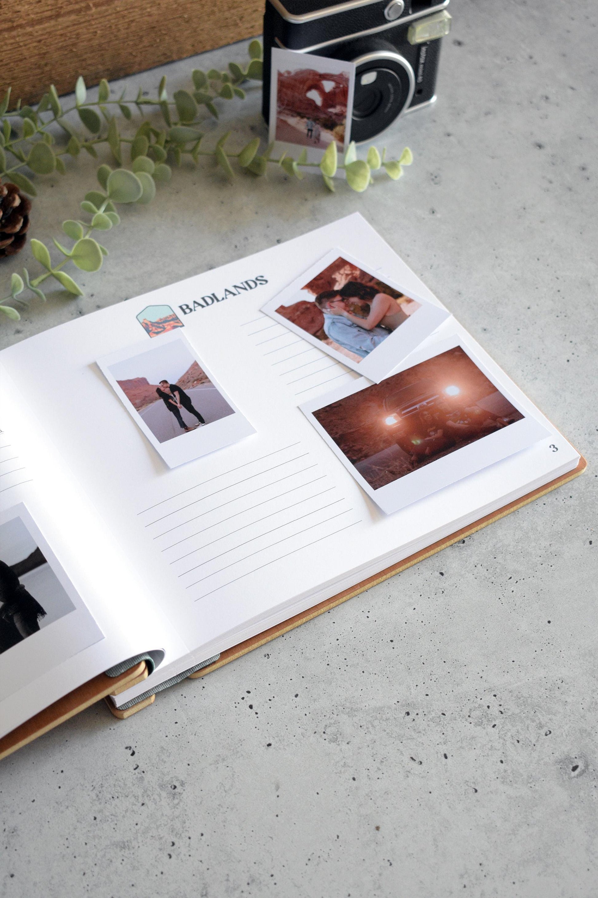 an open book with pictures of people and a camera